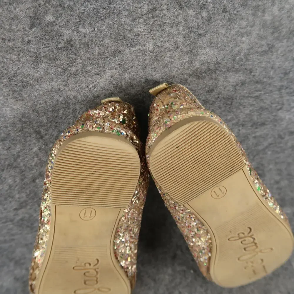 Cat & Jack Shoes Kids 11 Ballet Flats Elastic Strap Glitter Bow Slip On Girls